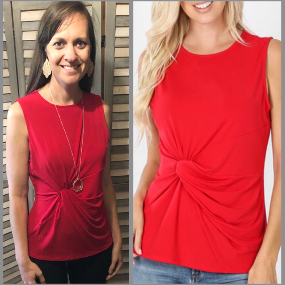 Ruby Knot Front Sleeveless Top